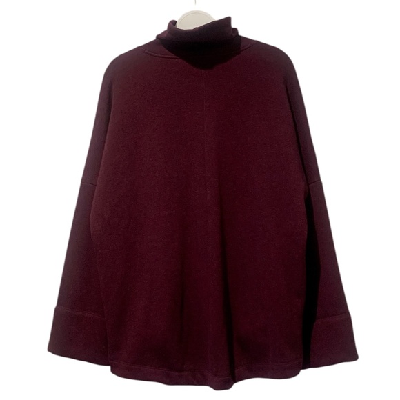 Athleta Cozy Karma Funnel Neck Sweatshirt Burgundy Oversized Pullover Large L - Picture 7 of 8